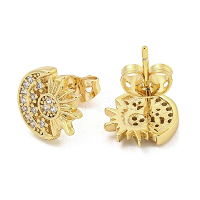 Brass Micro Pave Cubic Zirconia Ear Studs EJEW-P261-26C-G-1