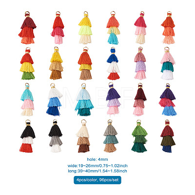 96Pcs 24 Colors Polycotton(Polyester Cotton) Tassel Pendant Decorations FIND-TA0001-27-1