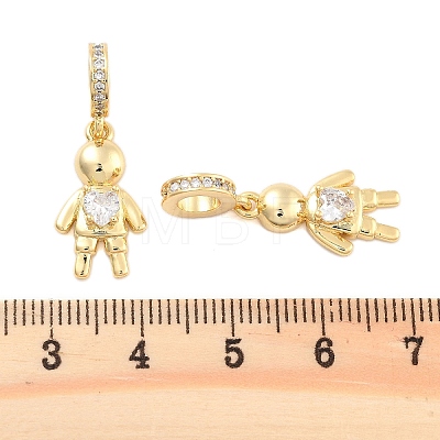 Brass Pave Clear Cubic Zirconia European Dangle Charm KK-U009-08A-G-1