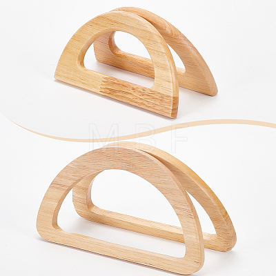 WADORN 4Pcs 2 Styles D-shape Wooden Bag Handles FIND-WR0008-20-1