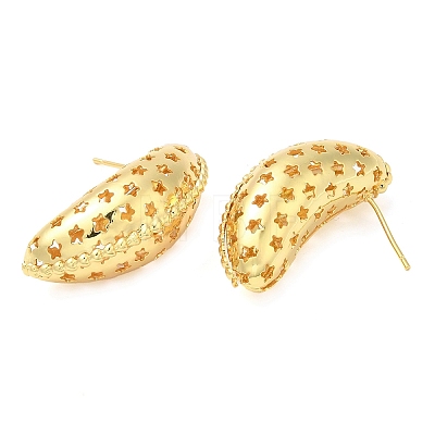 Rack Plating Brass Bean with Star Stud Earrings EJEW-Q773-01G-1