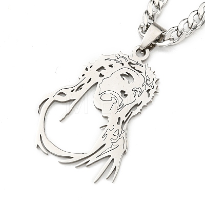 304 Stainless Steel Pendant Necklaces NJEW-L118-01P-1