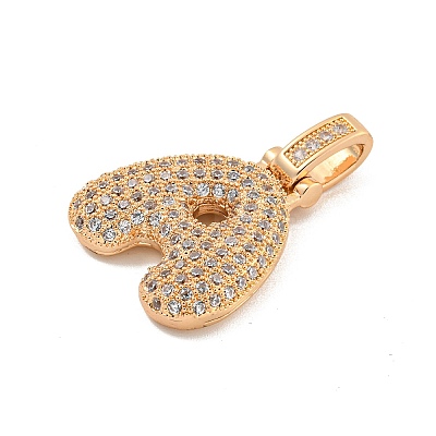 Brass Micro Pave Clear Cubic Zirconia Pendants KK-B099-01G-A-1