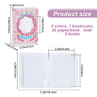 2 Books 2 Styles 3 Inch PVC Mini Photo Album with Flower Window AJEW-CP0005-37-1