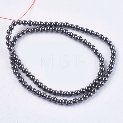 Non-magnetic Synthetic Hematite Bead Strands X-G-R193-19-4mm-1
