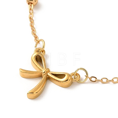 Bowknot Brass Link Bracelets for Women BJEW-TA00537-1