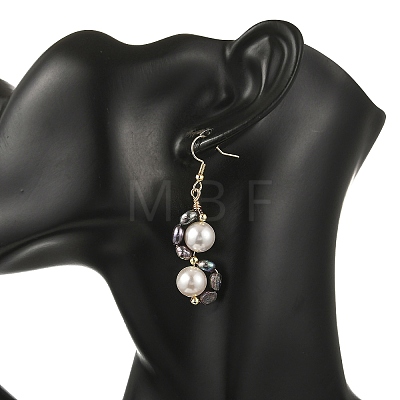 Shell Pearl 304 Stainless Steel Dangle Earrings EJEW-JE07370-01-1