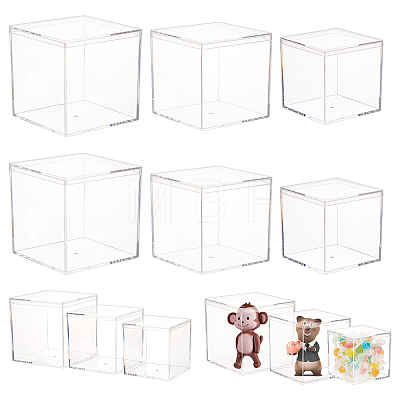  12Pcs 3 Styles Square Transparent Plastic Acrylic Minifigures Display Case AJEW-NB0005-74-1