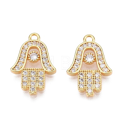 Brass Micro Pave Clear Cubic Zirconia Pendants KK-T073-21G-1
