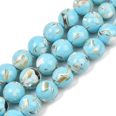 Synthetic Turquoise and Sea Shell Assembled Graduated Beads Strands GG-CBA2AE1-A07-D-1