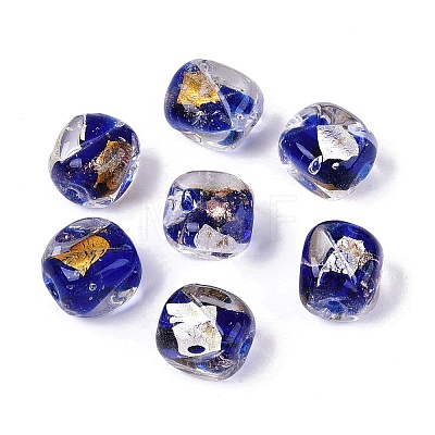 Handmade Gold & Silver Foil Glass Beads FOIL-Q003-01C-1