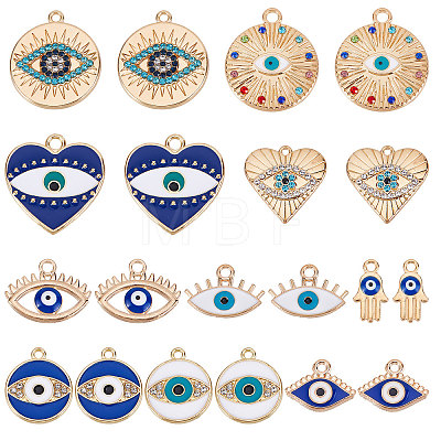 40Pcs 10 Style Alloy Enamel Pendants Light Gold ENAM-SC0002-95-1