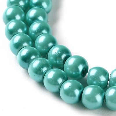 Baking Paint Pearlized Glass Pearl Round Bead Strands HY-XCP0001-18-1