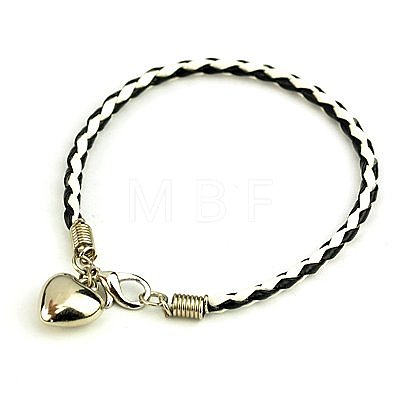 PU Leather Braided Charm Bracelets BJEW-JB00785-1