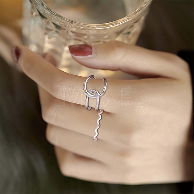 Rhodium Plated 925 Sterling Silver Cross Knot Open Cuff Ring JR869A-1