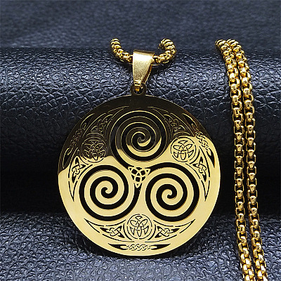 Stainless Steel Triskele Triskelion Pendant Necklace for Men OD7833-1-1