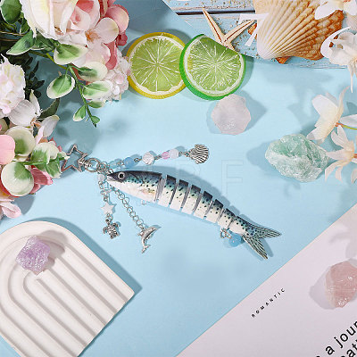 1Pc Resin Fish Pendant Decorations HJEW-CA0001-78A-1