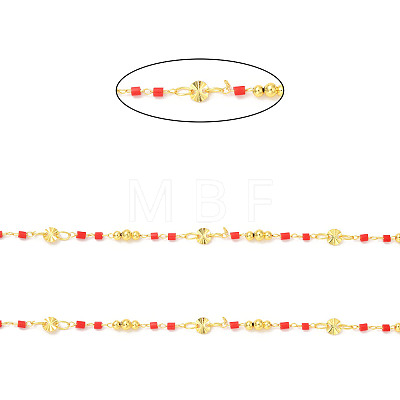 Brass Handmade Beaded Chains CHC-P011-B03-G-1