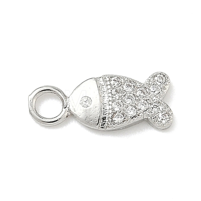 Brass Micro Pave Clear Cubic Zirconia Charms KK-H528-04A-P-1