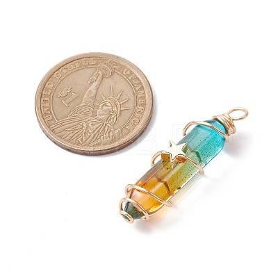 2Pcs 2 Style Two Tone Glass Double Terminated Point Beads Pendants Set PALLOY-JF02538-01-1