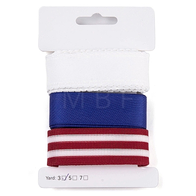 9 Yards 3 Styles Independence Day Polyester & Polycotton Ribbons Sets SRIB-A015-02A-07-1