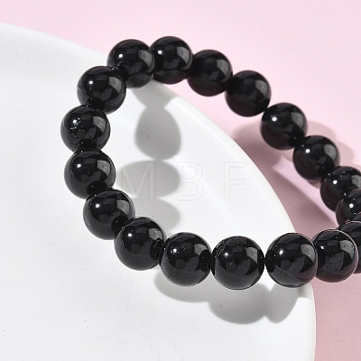 Natural Tourmaline Round Beads Stretch Bracelets for Women BJEW-Z158-03E-02-1