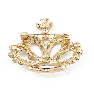 Rhinestone Crown Brooch Pin JEWB-Q030-03G-1