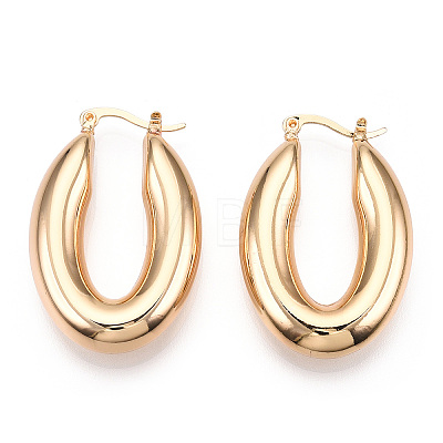 Brass Hoop Earrings EJEW-H301-06G-1