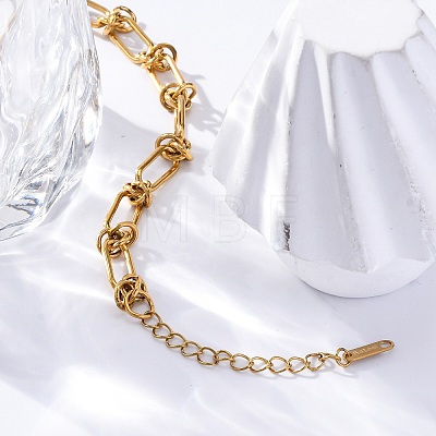 304 Stainless Steel Paperclip Chain Bracelets for Women BJEW-P347-03G-1