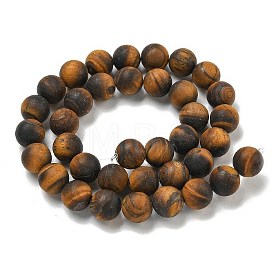 Frosted Natural Tiger Eye Beads Strands G-Q177-A01-01-1