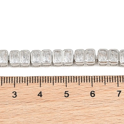 6MM Brass Pave Clear Cubic Zirconia Rectangle Tennis Necklaces KK-CBA4547-12P-1