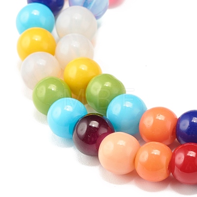 Candy Color Round Glass Beads Stretch Bracelets Set for Children and Parent BJEW-JB07176-1