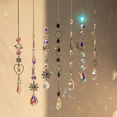 Alloy & Crystal Glass Sun Catcher Pendant Decoration Kit PW-WGA1264-01-1