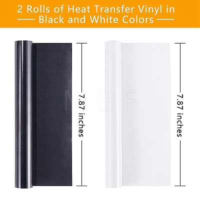 2 Rolls Black & White Heat Transfer Vinyl Roll DIY-SZ0003-62-1