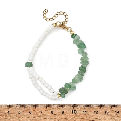 Natural Green Aventurine Chip Beads & Glass Seed Beads Beaded Bracelets for Women BJEW-JB14137-01-1