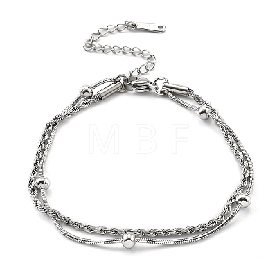 304 Stainless Steel Rope Chain Bracelets BJEW-R003-04P-02-1