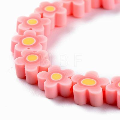 Handmade Flower Printed Polymer Clay Beads Strands CLAY-M003-07F-1