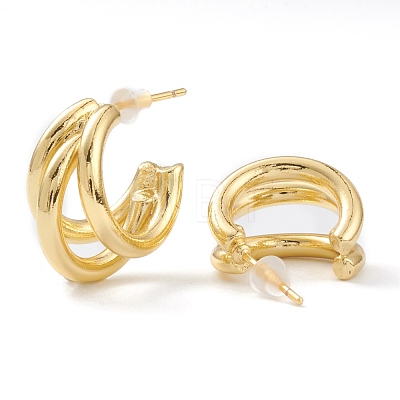 Brass Half Hoop Earrings EJEW-A056-09G-1