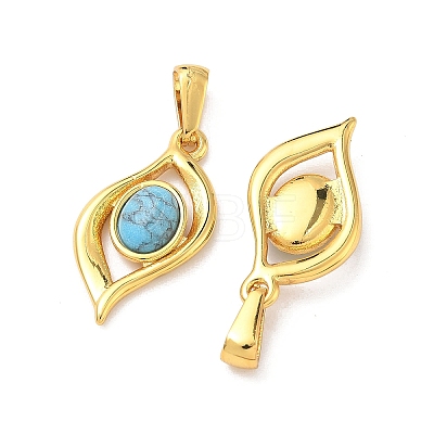304 Stainless Steel with Synthetic Turquoise Pendants STAS-L309-21I-G-1