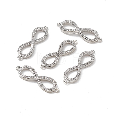 Brass Micro Pave Clear Cubic Zirconia Connector Charms KK-E068-VB385-1