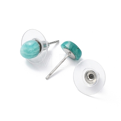 Natural Amazonite Stud Earrings for Women EJEW-E285-01P-02-1