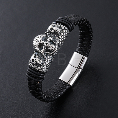 Punk Braided PU Leather Cord Bracelets JD5649-1-1