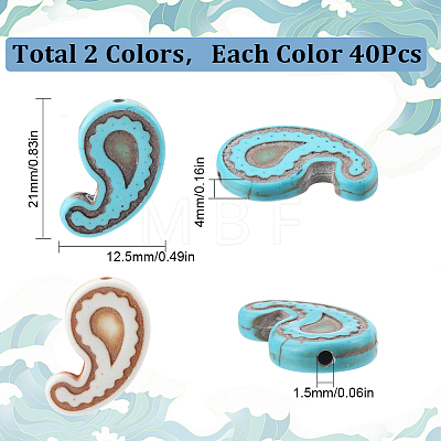 SUNNYCLUE 80Pcs 2 Colors Dyed Synthetic Turquoise Beads G-SC0002-57-1