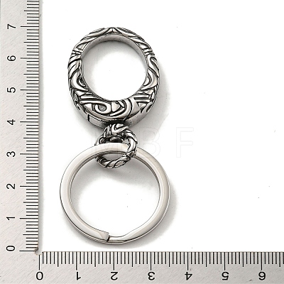 Tibetan Style 316 Surgical Stainless Steel Fittings with 304 Stainless Steel Key Ring FIND-Q101-15AS-1