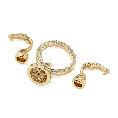 Ring Brass Micro Pave Clear Cubic Zirconia Fold Over Clasps KK-Z143-15G-1