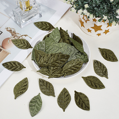 100Pcs Cloth Artificial Leaves AJEW-CY0002-81-1