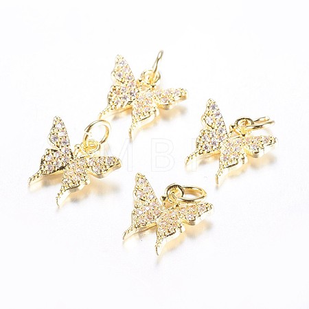 Long-Lasting Plated Brass Micro Pave Cubic Zirconia Charms X-ZIRC-F069-32G-1