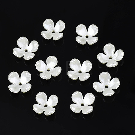 4-Petal ABS Plastic Imitation Pearl Bead Caps OACR-S020-31-1