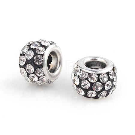 Polymer Clay Rhinestone European Beads CPDL-T001-10-1