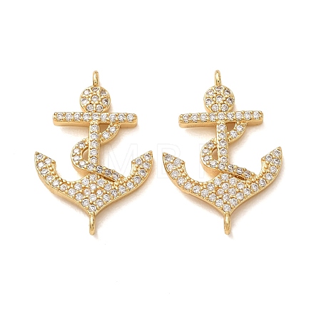 Brass Micro Pave Clear Cubic Zirconia Connector Charms CU-CBA4579-17G-1